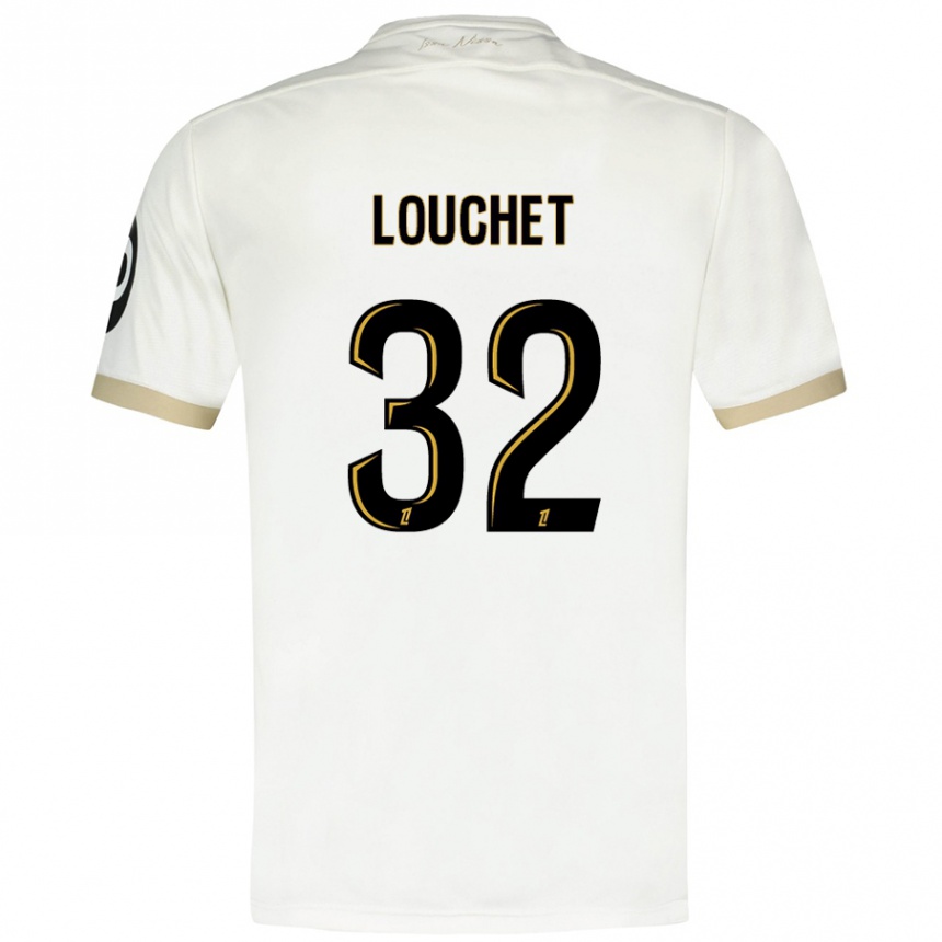 Kids Football Tom Louchet #32 White Gold Away Jersey 2024/25 T-Shirt Canada