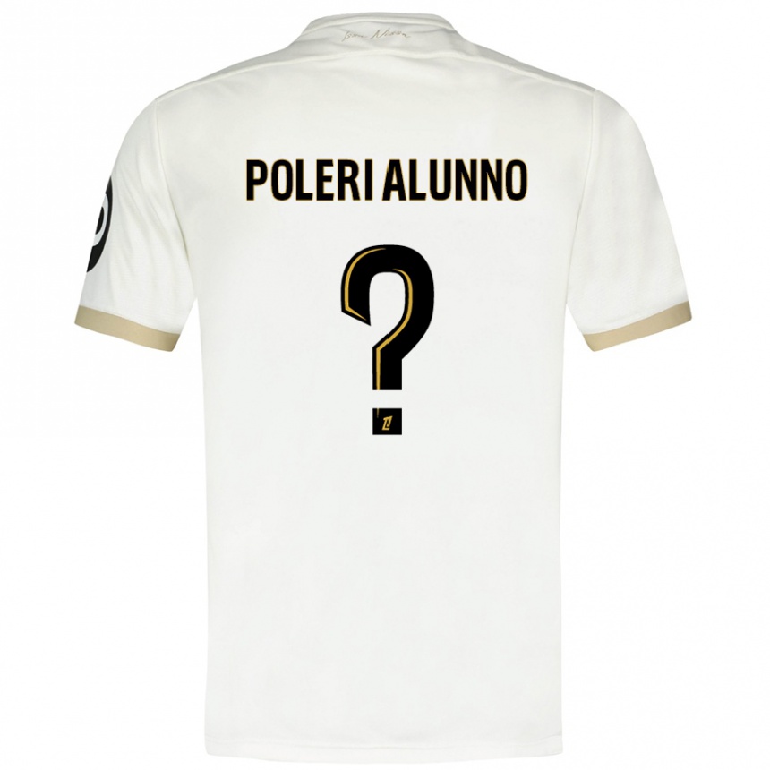 Kids Football Mathis Poleri Alunno #0 White Gold Away Jersey 2024/25 T-Shirt Canada