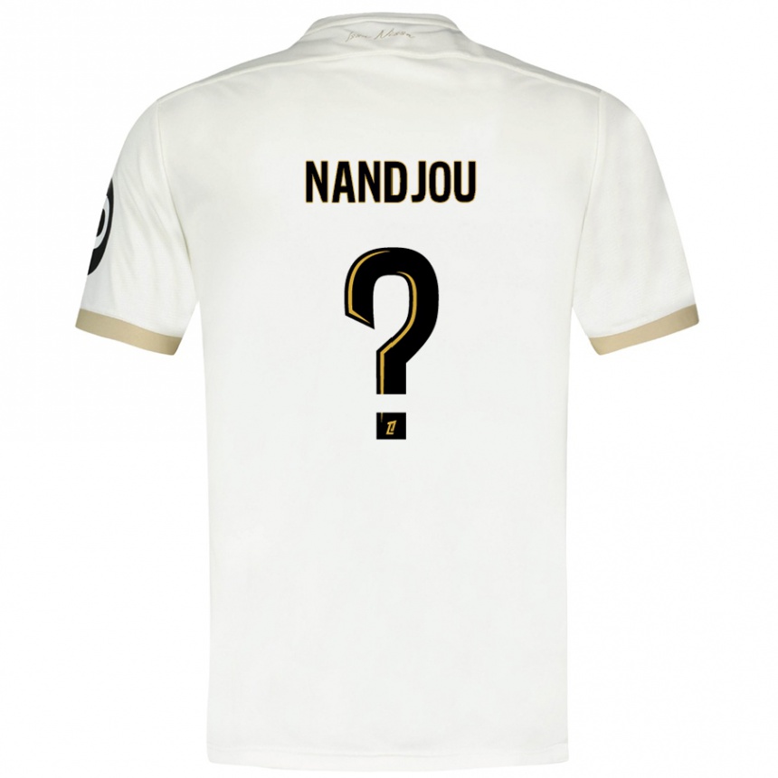 Kids Football Yaël Nandjou #0 White Gold Away Jersey 2024/25 T-Shirt Canada