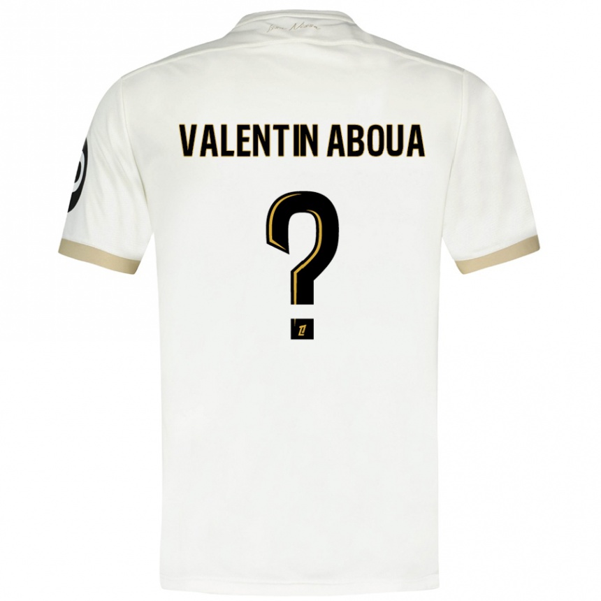 Kids Football Louis Valentin Aboua #0 White Gold Away Jersey 2024/25 T-Shirt Canada