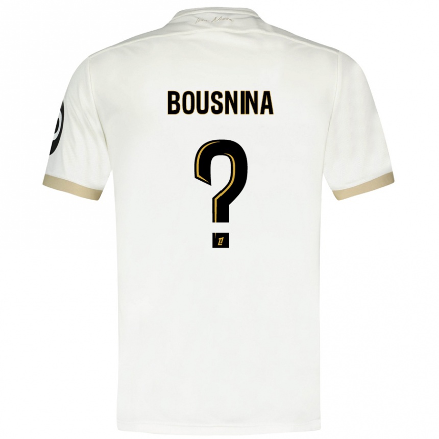 Kids Football Farès Bousnina #0 White Gold Away Jersey 2024/25 T-Shirt Canada