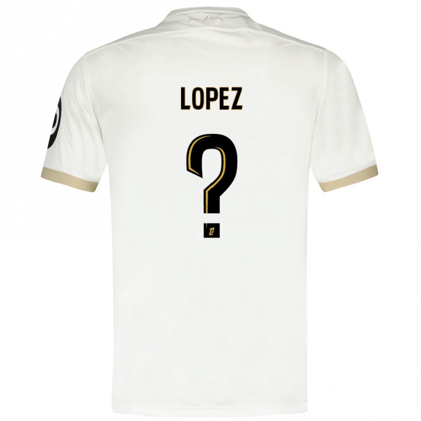 Kids Football Kylian Lopez #0 White Gold Away Jersey 2024/25 T-Shirt Canada