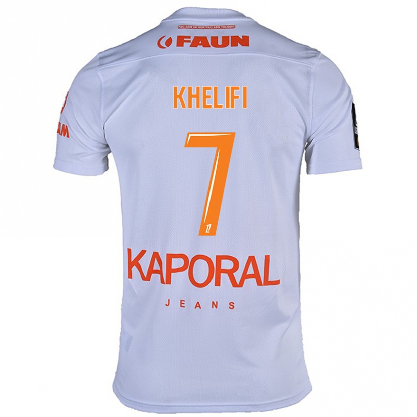 Kids Football Léa Khelifi #7 White Away Jersey 2024/25 T-Shirt Canada