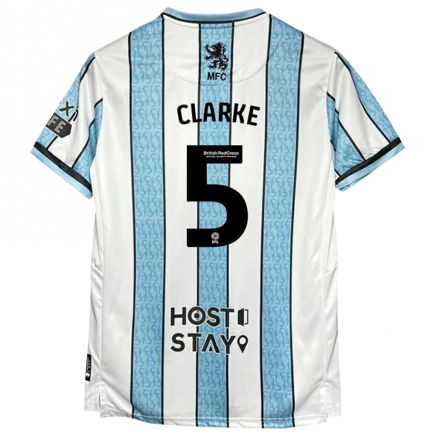 Enfant Football Maillot Matt Clarke #5 Blanc Bleu Tenues Extérieur 2024/25 Canada