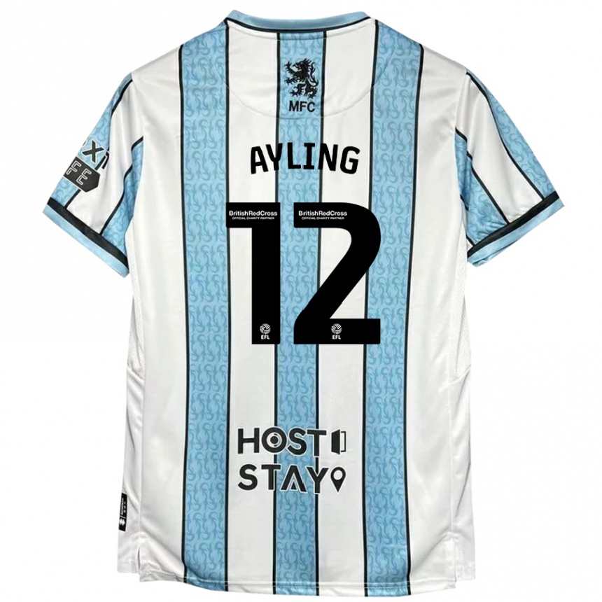 Kids Football Luke Ayling #12 White Blue Away Jersey 2024/25 T-Shirt Canada