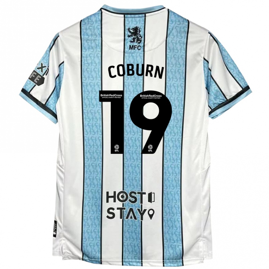 Enfant Football Maillot Josh Coburn #19 Blanc Bleu Tenues Extérieur 2024/25 Canada