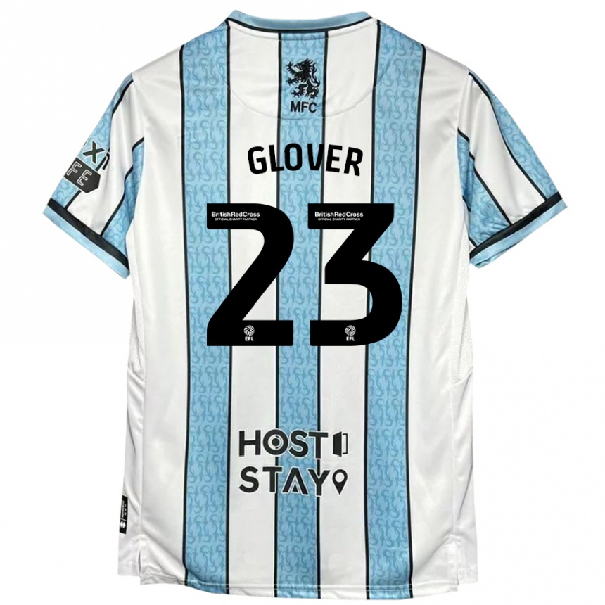 Kids Football Tom Glover #23 White Blue Away Jersey 2024/25 T-Shirt Canada