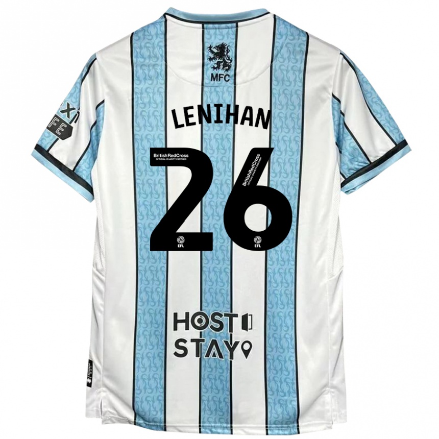 Kids Football Darragh Lenihan #26 White Blue Away Jersey 2024/25 T-Shirt Canada