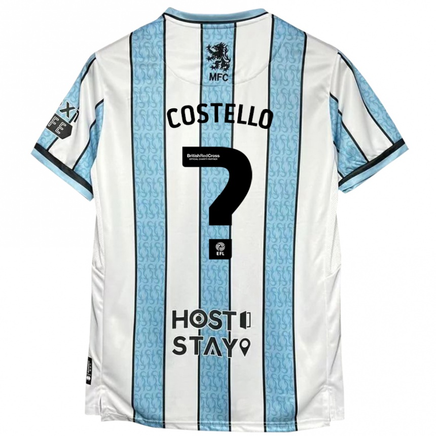 Enfant Football Maillot Jd Costello #0 Blanc Bleu Tenues Extérieur 2024/25 Canada