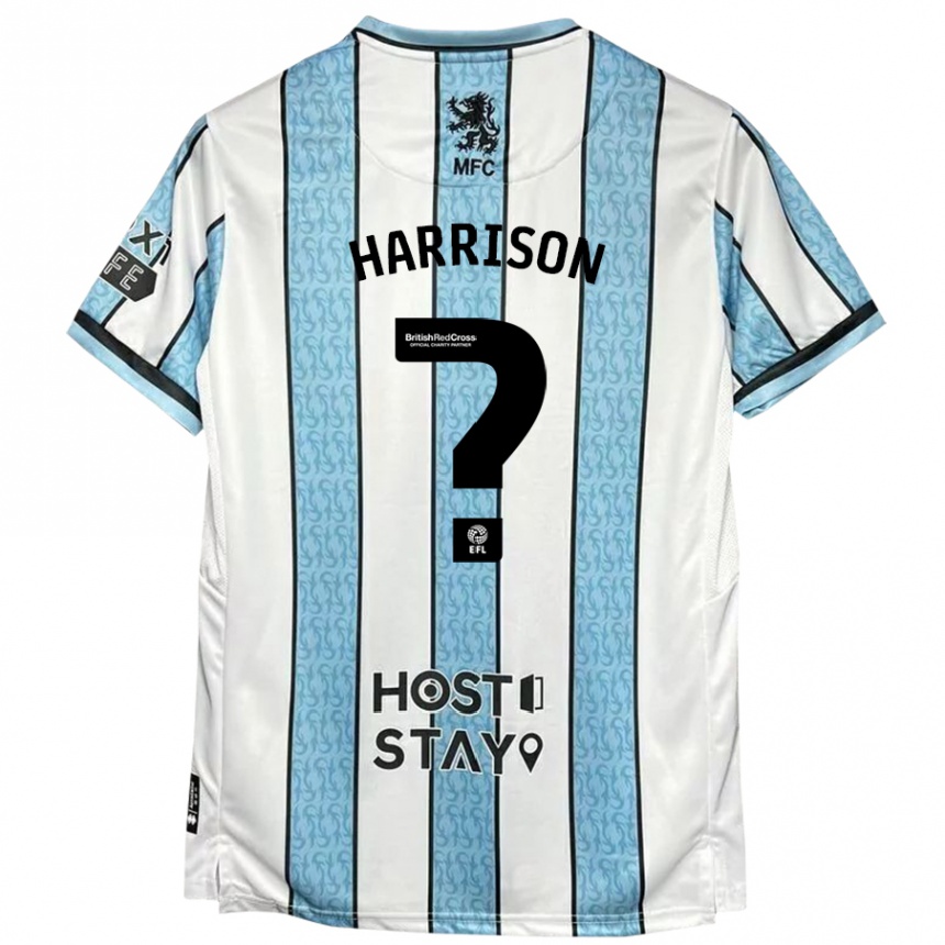 Enfant Football Maillot Lucas Harrison #0 Blanc Bleu Tenues Extérieur 2024/25 Canada