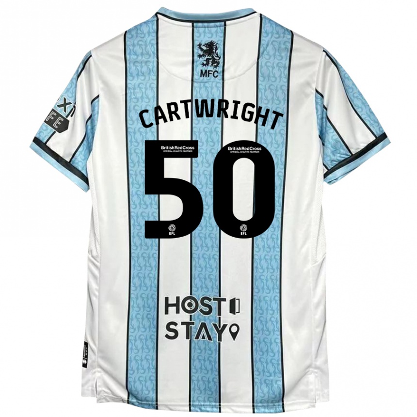 Kids Football Fin Cartwright #50 White Blue Away Jersey 2024/25 T-Shirt Canada