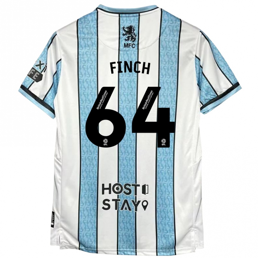 Enfant Football Maillot Sonny Finch #64 Blanc Bleu Tenues Extérieur 2024/25 Canada