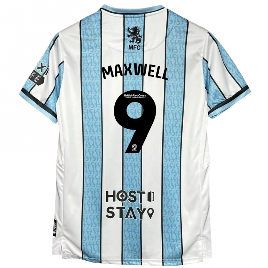 Kids Football Armani Maxwell #9 White Blue Away Jersey 2024/25 T-Shirt Canada