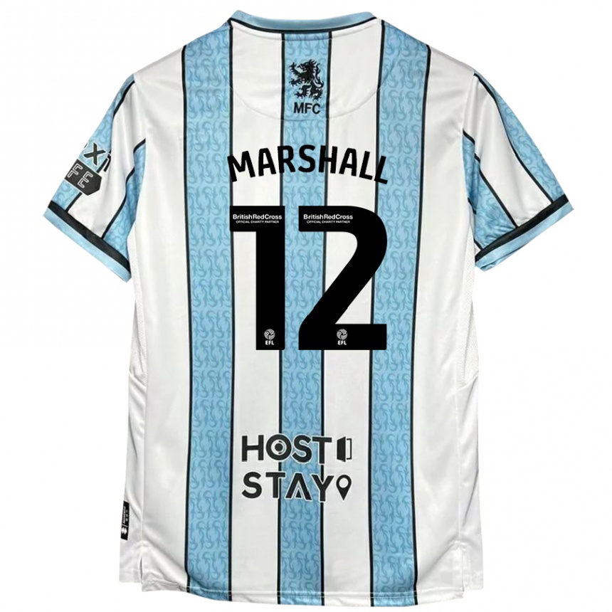 Enfant Football Maillot Eve Marshall #12 Blanc Bleu Tenues Extérieur 2024/25 Canada