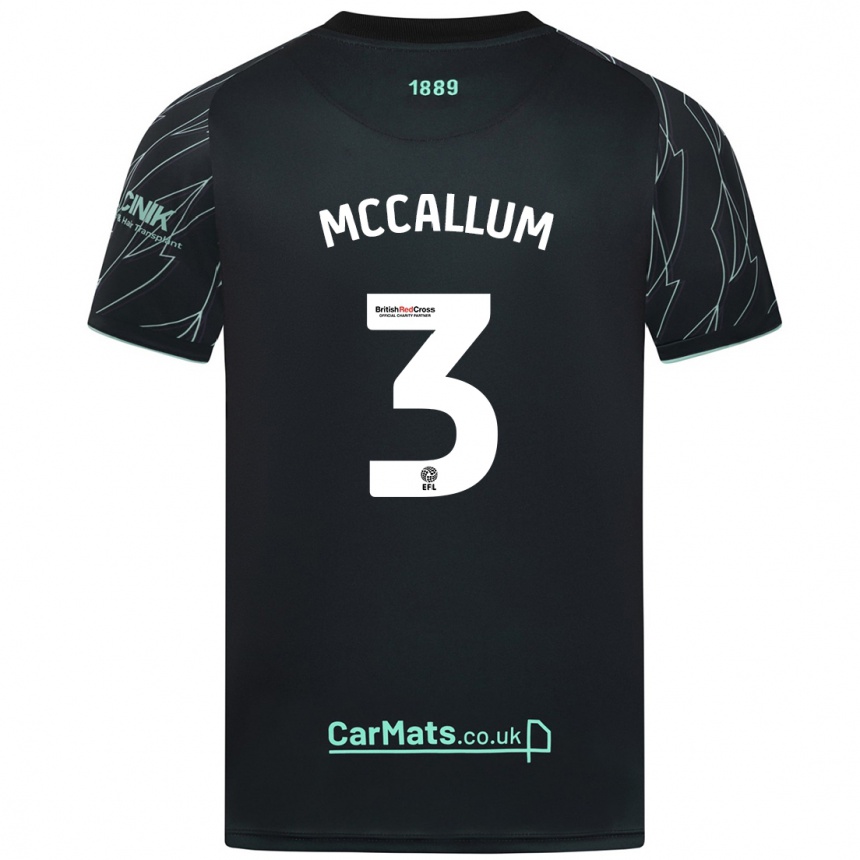 Kids Football Sam Mccallum #3 Black Green Away Jersey 2024/25 T-Shirt Canada