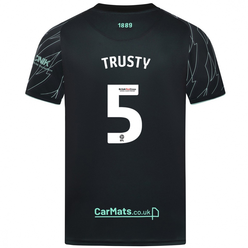 Kids Football Auston Trusty #5 Black Green Away Jersey 2024/25 T-Shirt Canada