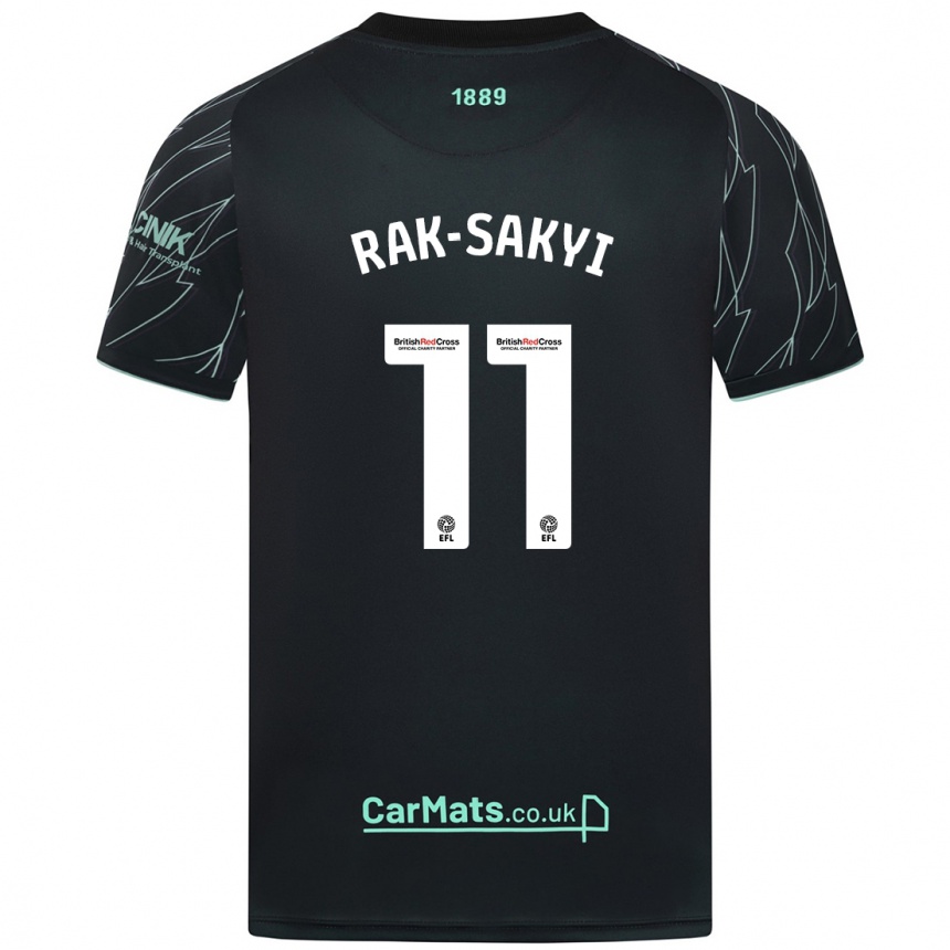 Kids Football Jesurun Rak-Sakyi #11 Black Green Away Jersey 2024/25 T-Shirt Canada