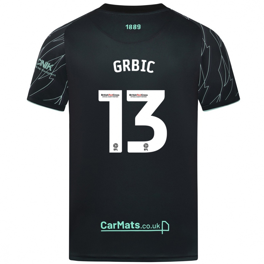 Kids Football Ivo Grbic #13 Black Green Away Jersey 2024/25 T-Shirt Canada