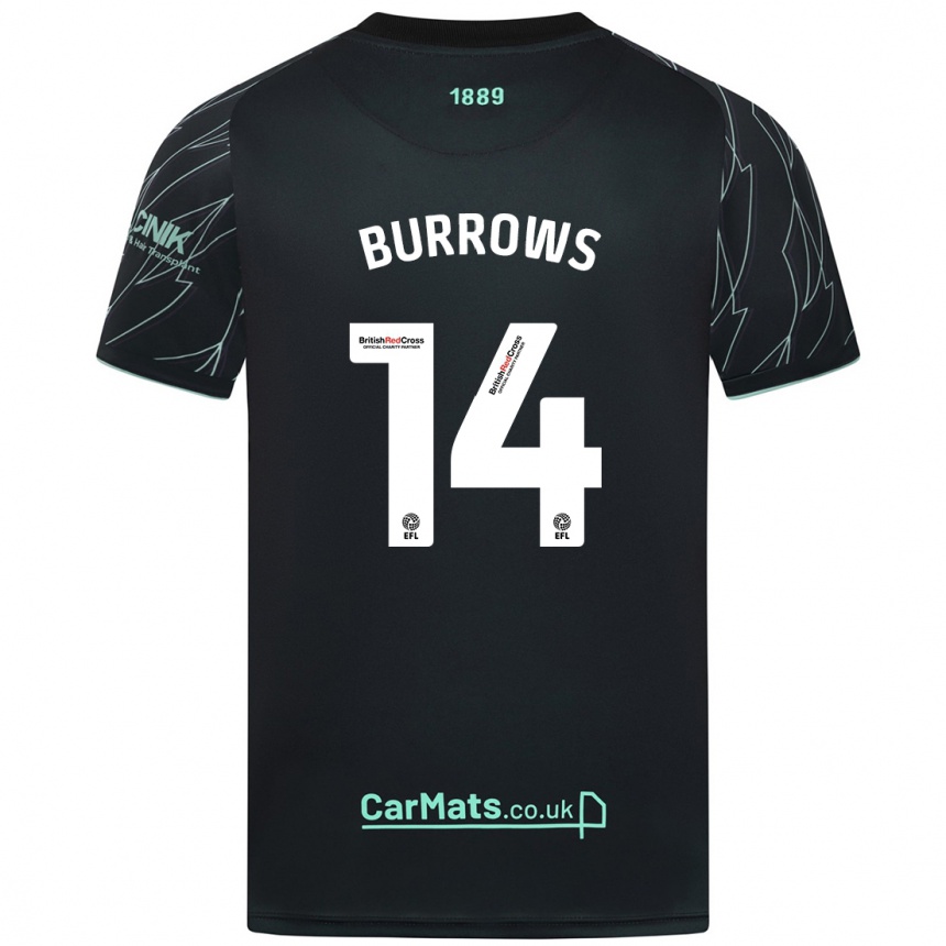 Kids Football Harrison Burrows #14 Black Green Away Jersey 2024/25 T-Shirt Canada