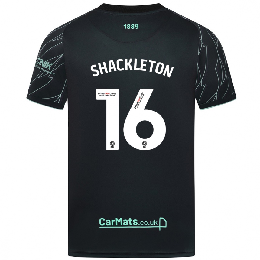 Kids Football Jamie Shackleton #16 Black Green Away Jersey 2024/25 T-Shirt Canada