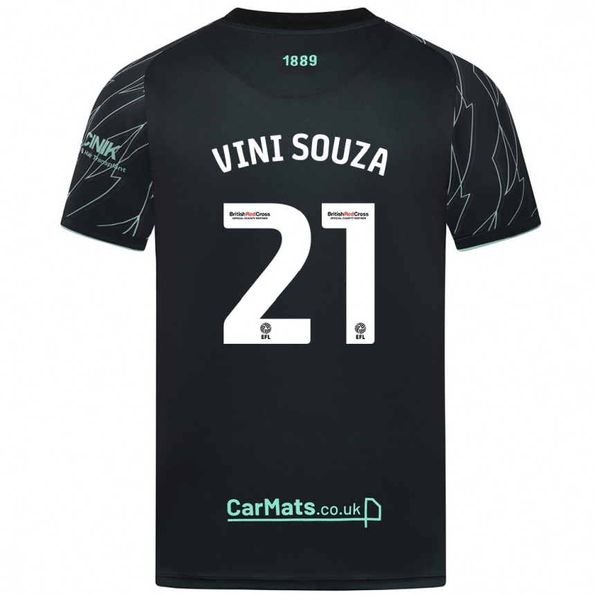 Kids Football Vini Souza #21 Black Green Away Jersey 2024/25 T-Shirt Canada