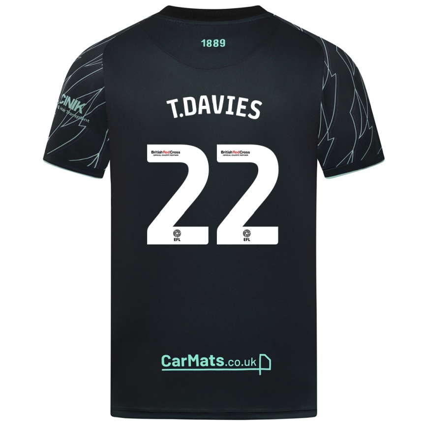 Kids Football Tom Davies #22 Black Green Away Jersey 2024/25 T-Shirt Canada