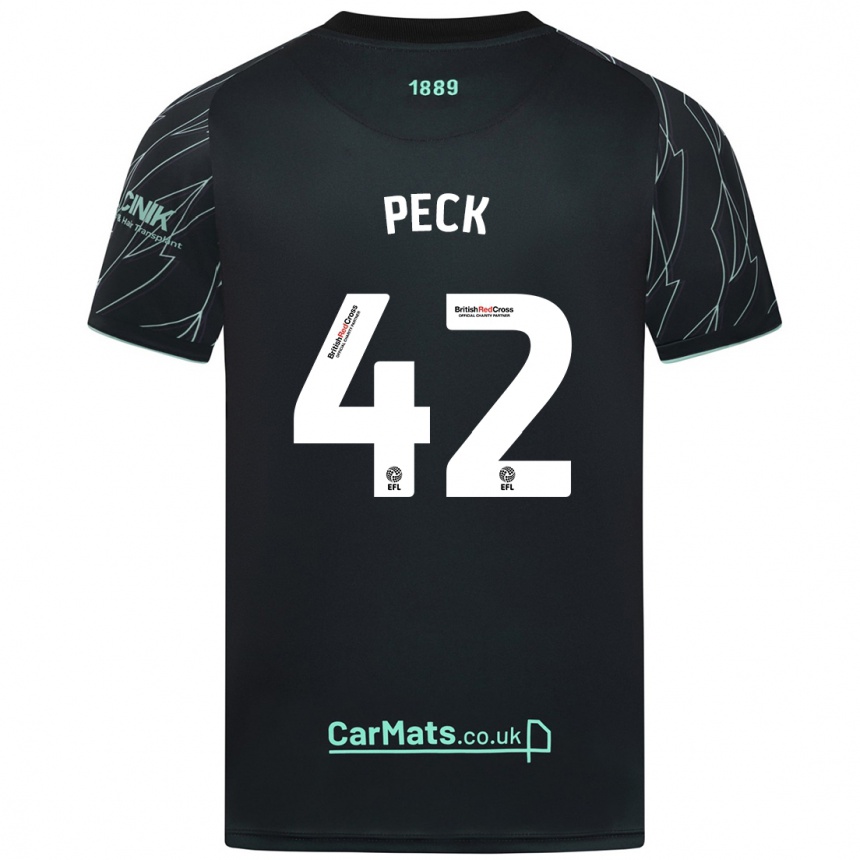 Enfant Football Maillot Sydie Peck #42 Noir Vert Tenues Extérieur 2024/25 Canada