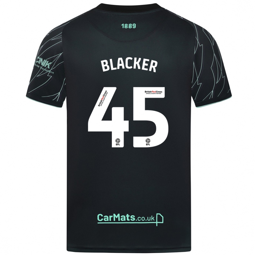 Kids Football Billy Blacker #45 Black Green Away Jersey 2024/25 T-Shirt Canada