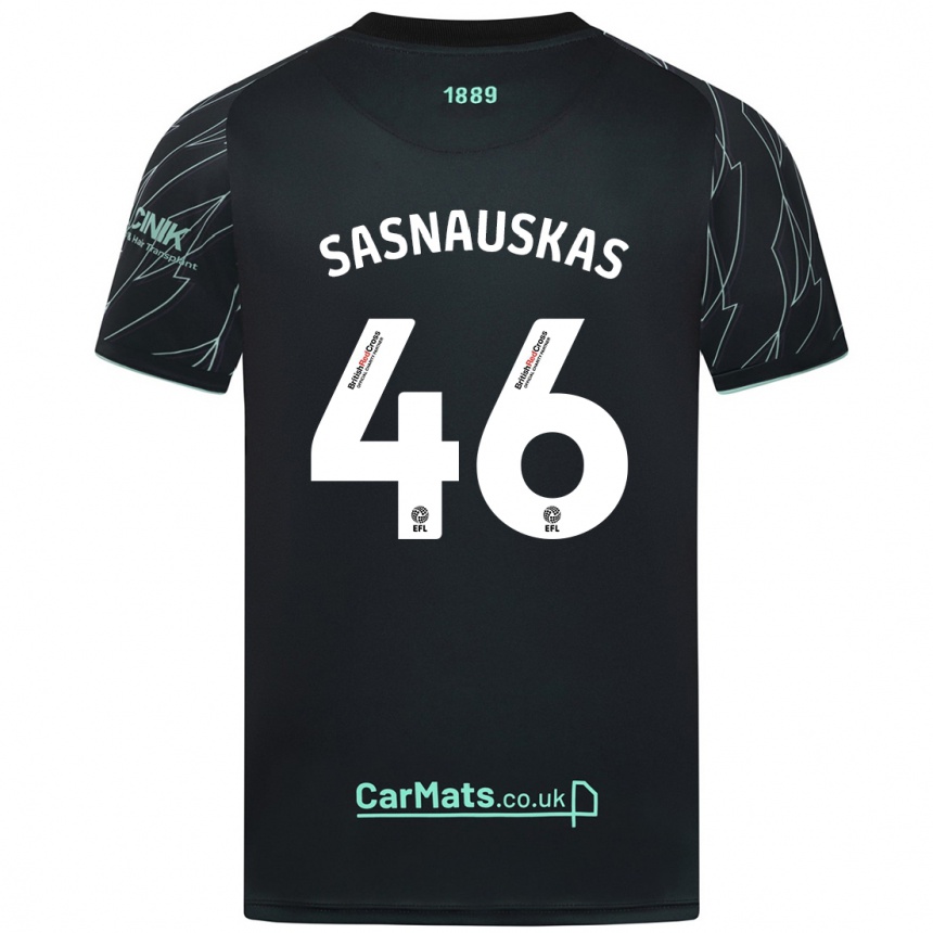 Kids Football Dovydas Sasnauskas #46 Black Green Away Jersey 2024/25 T-Shirt Canada