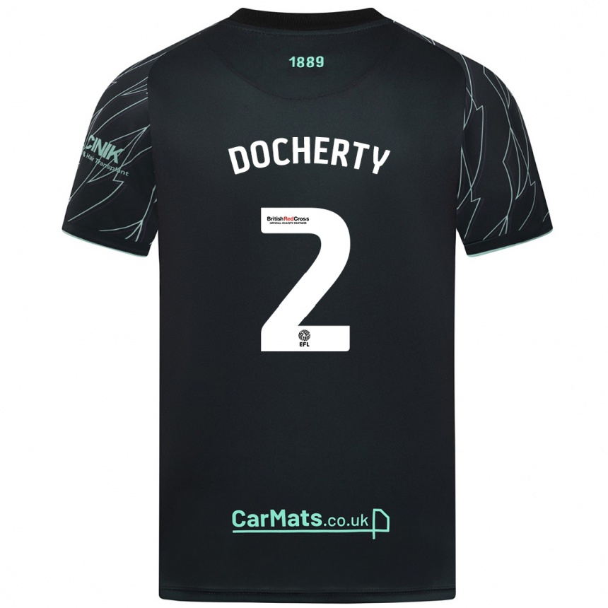 Kids Football Charley Docherty #2 Black Green Away Jersey 2024/25 T-Shirt Canada