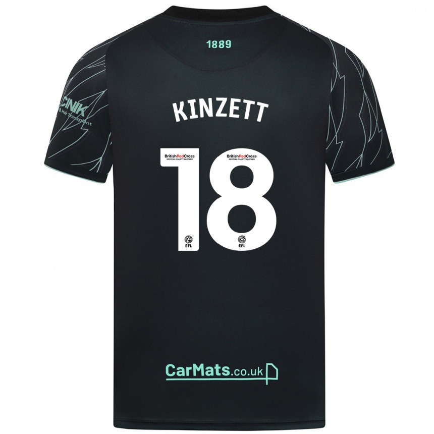 Kids Football Ella Kinzett #18 Black Green Away Jersey 2024/25 T-Shirt Canada