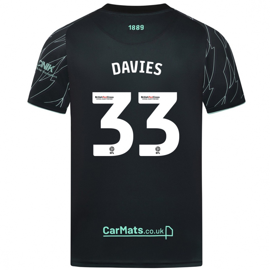 Kids Football Bethan Davies #33 Black Green Away Jersey 2024/25 T-Shirt Canada