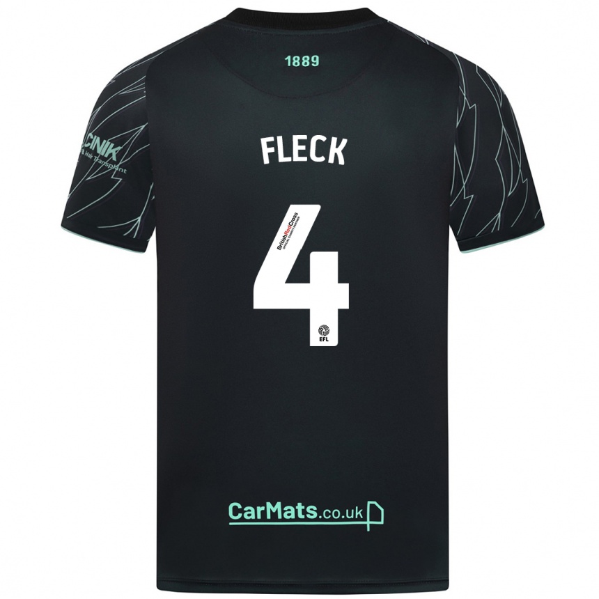 Kids Football John Fleck #4 Black Green Away Jersey 2024/25 T-Shirt Canada