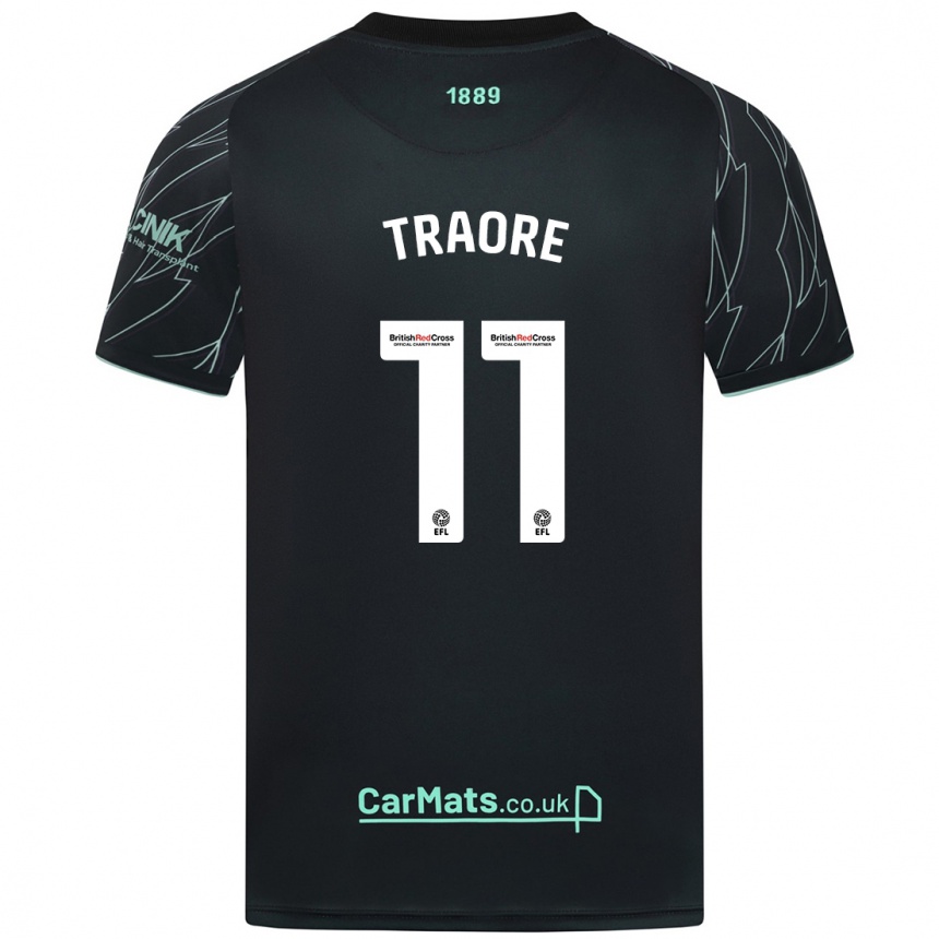 Kids Football Bénie Traoré #11 Black Green Away Jersey 2024/25 T-Shirt Canada