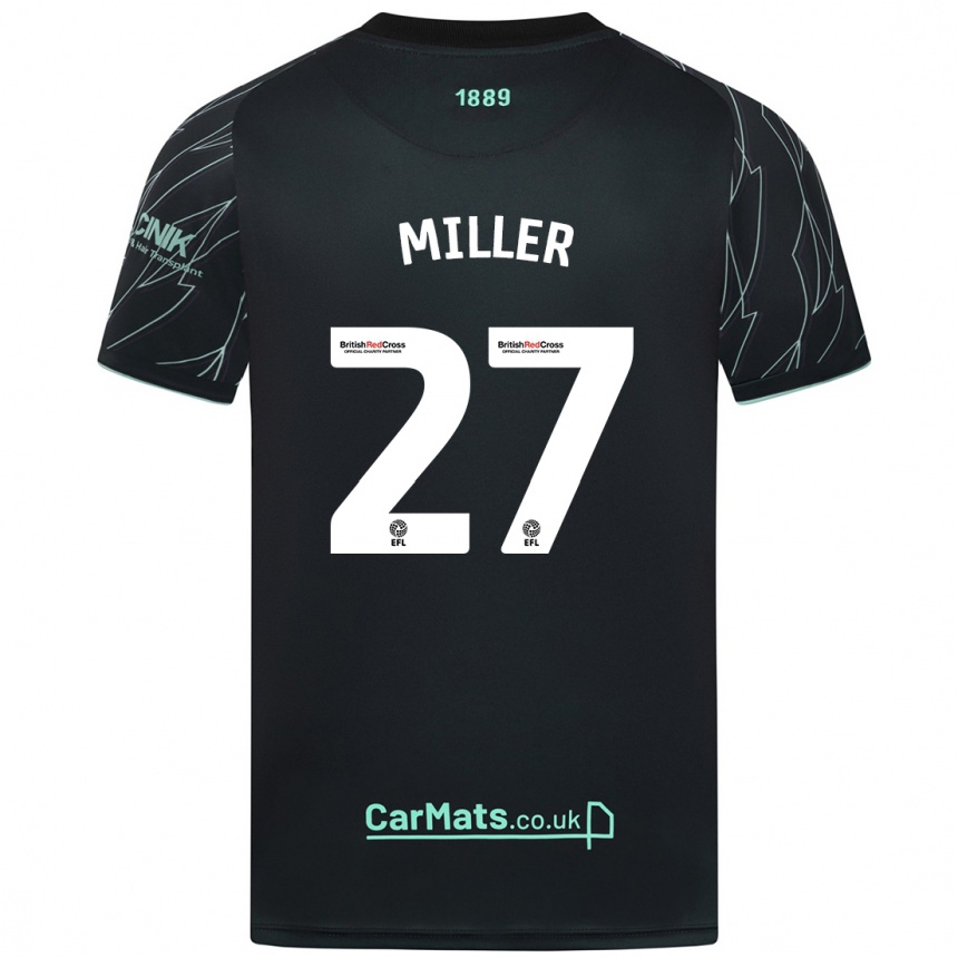 Kids Football Lara Miller #27 Black Green Away Jersey 2024/25 T-Shirt Canada