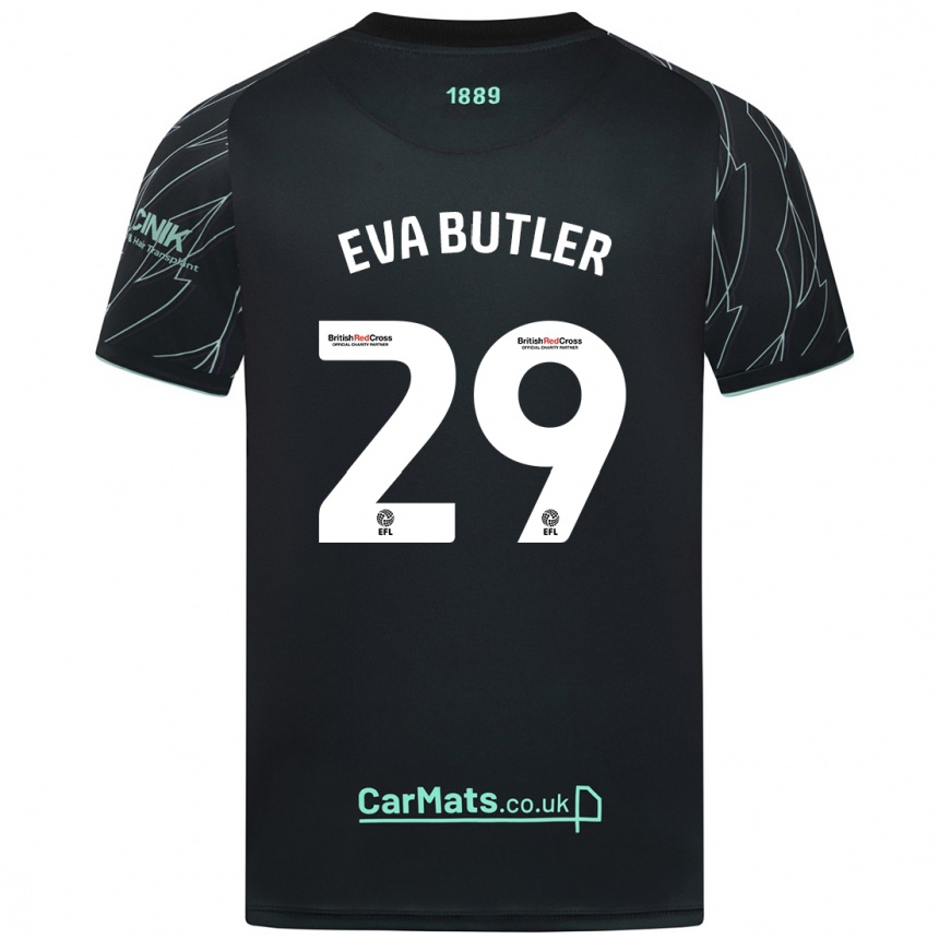 Kids Football Eva Butler #29 Black Green Away Jersey 2024/25 T-Shirt Canada