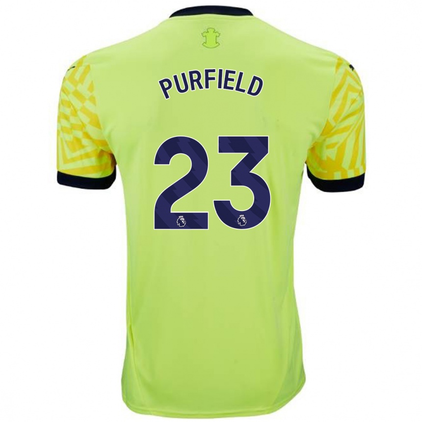 Kids Football Jemma Elizabeth Purfield #23 Yellow Away Jersey 2024/25 T-Shirt Canada