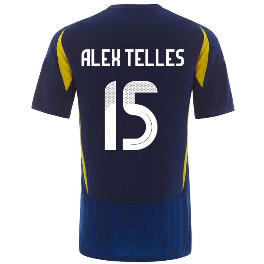 Enfant Football Maillot Alex Telles #15 Bleu Jaune Tenues Extérieur 2024/25 Canada