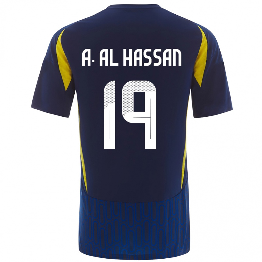 Enfant Football Maillot Ali Al-Hassan #19 Bleu Jaune Tenues Extérieur 2024/25 Canada