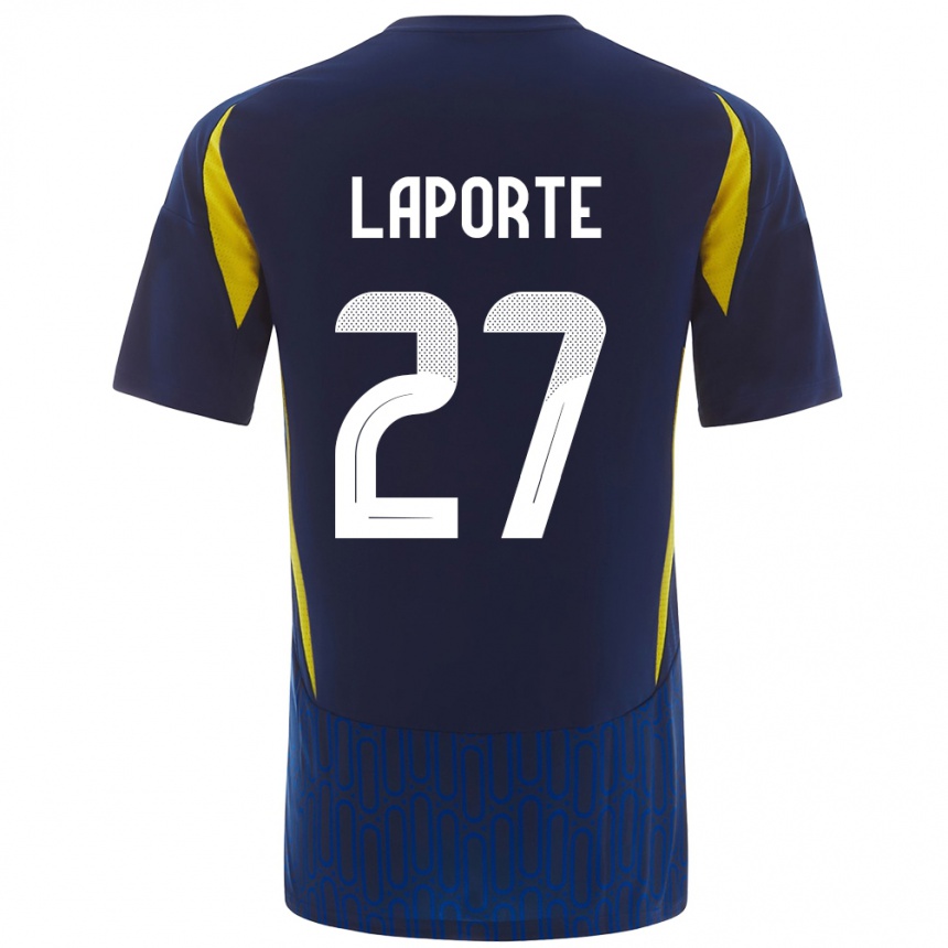 Enfant Football Maillot Aymeric Laporte #27 Bleu Jaune Tenues Extérieur 2024/25 Canada