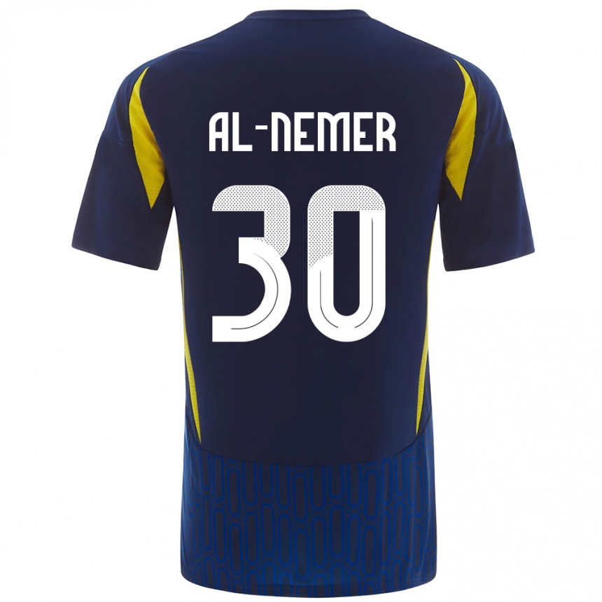 Kids Football Meshari Al-Nemer #30 Blue Yellow Away Jersey 2024/25 T-Shirt Canada