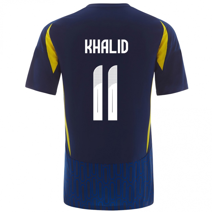 Kids Football Khalid Al-Ghannam #11 Blue Yellow Away Jersey 2024/25 T-Shirt Canada