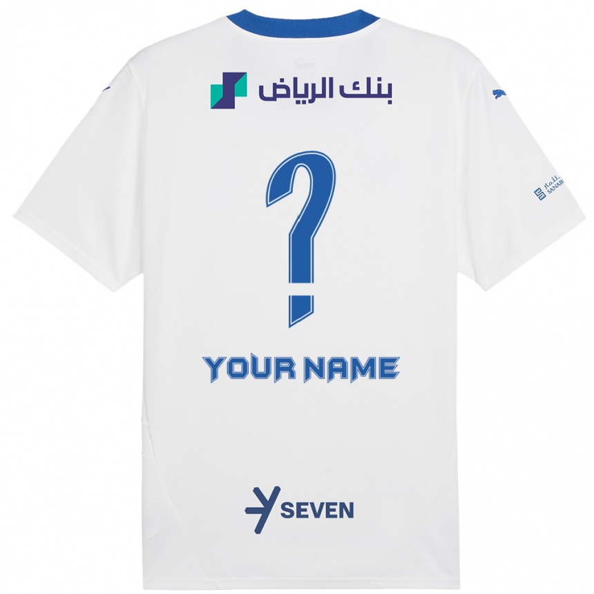 Kids Football Your Name #0 White Blue Away Jersey 2024/25 T-Shirt Canada