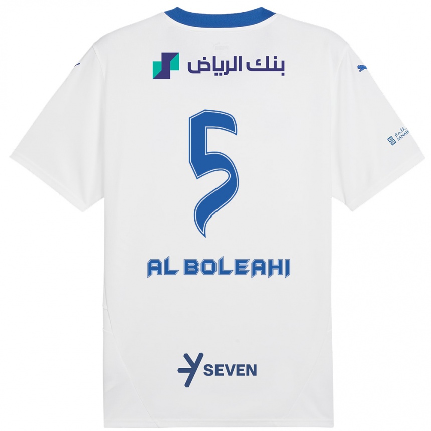 Kids Football Ali Al-Boleahi #5 White Blue Away Jersey 2024/25 T-Shirt Canada