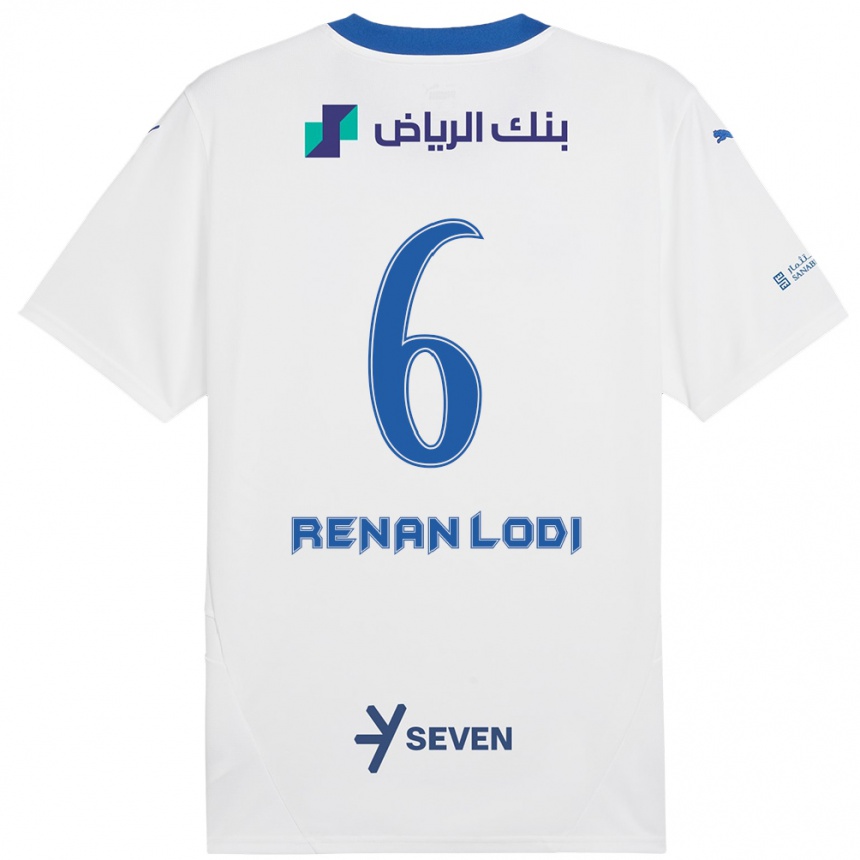 Kids Football Renan Lodi #6 White Blue Away Jersey 2024/25 T-Shirt Canada