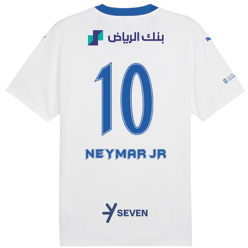 Kids Football Neymar #10 White Blue Away Jersey 2024/25 T-Shirt Canada