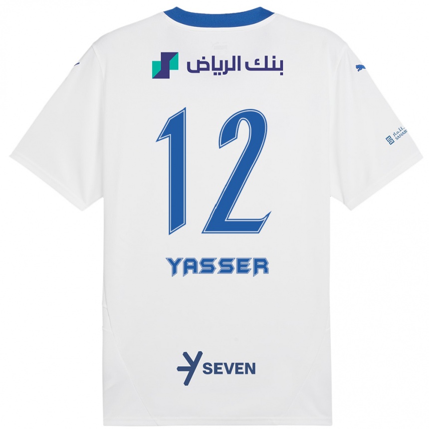 Kids Football Yasser Al-Shahrani #12 White Blue Away Jersey 2024/25 T-Shirt Canada