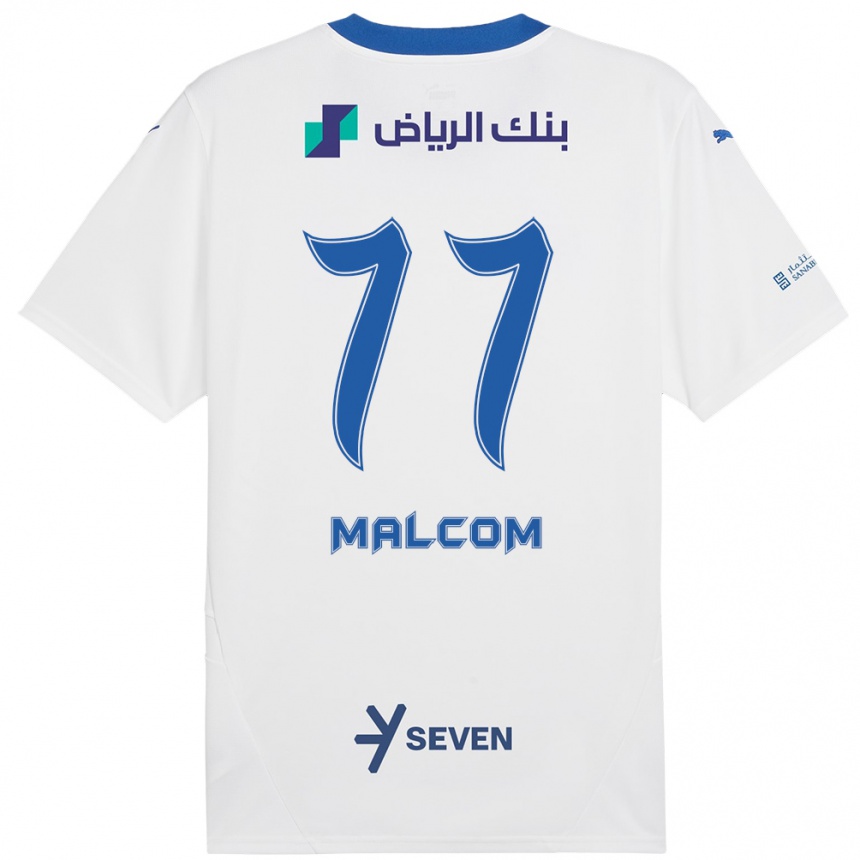 Kids Football Malcom #77 White Blue Away Jersey 2024/25 T-Shirt Canada