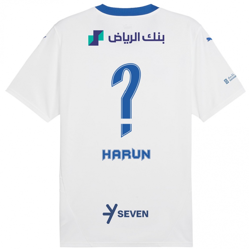 Kids Football Saud Harun #0 White Blue Away Jersey 2024/25 T-Shirt Canada