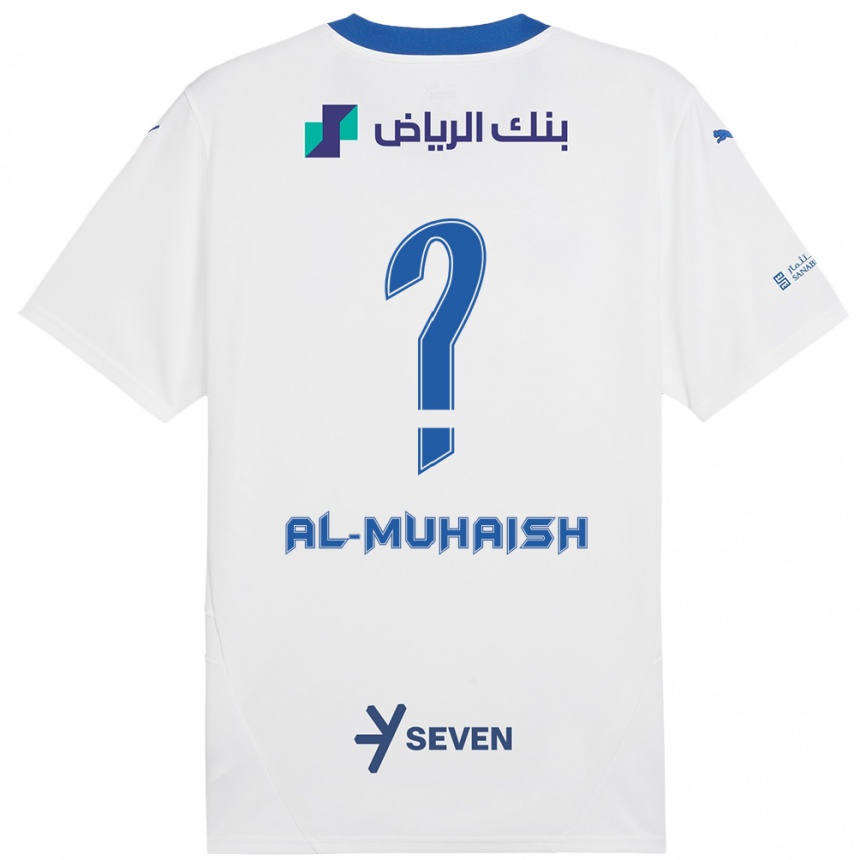 Kids Football Mohammed Al-Muhaish #0 White Blue Away Jersey 2024/25 T-Shirt Canada